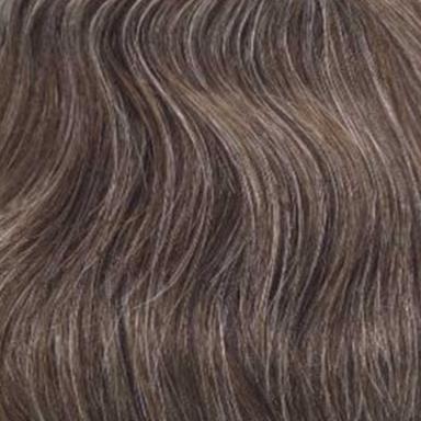 Hair colour sample for men's toupee medium brown bleded with 30% grey